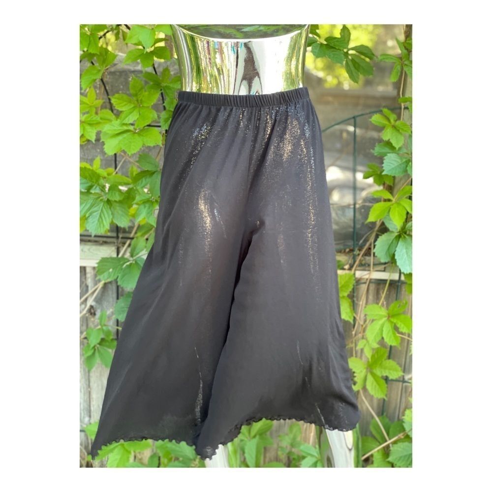 Sheer Black Mesh Culottes Wide Leg Pants Cropped Sz XL